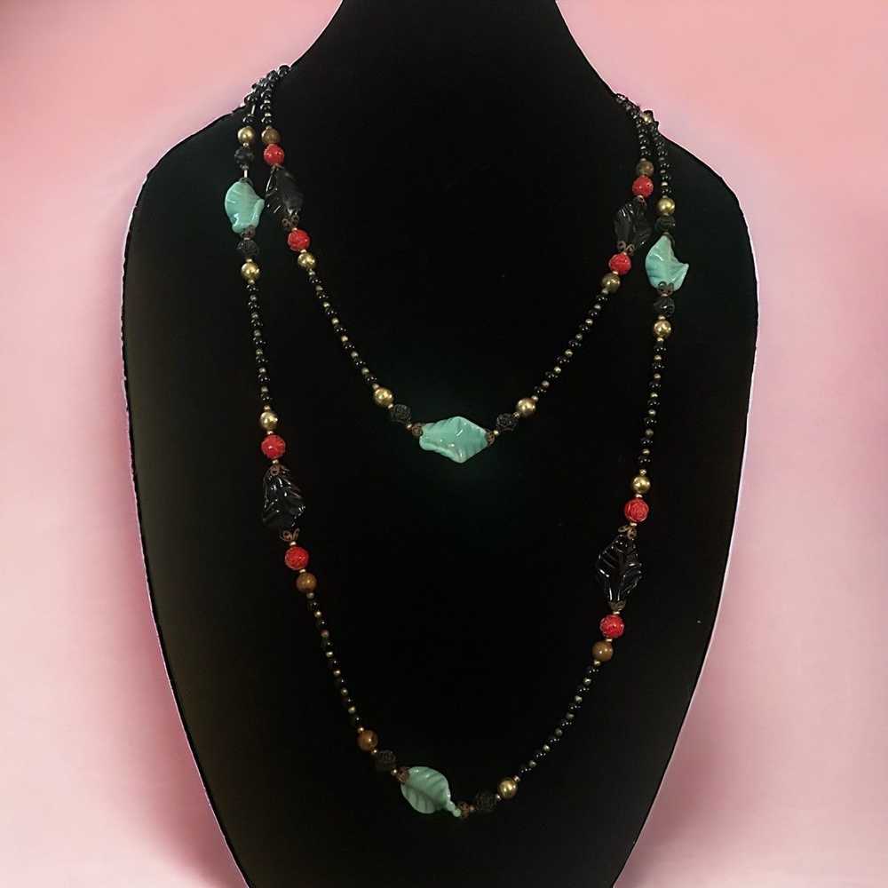 Vintage Vintage long glass bead necklace - image 1