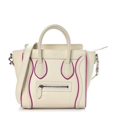 CELINE Smooth Calfskin Nano Luggage White Magenta