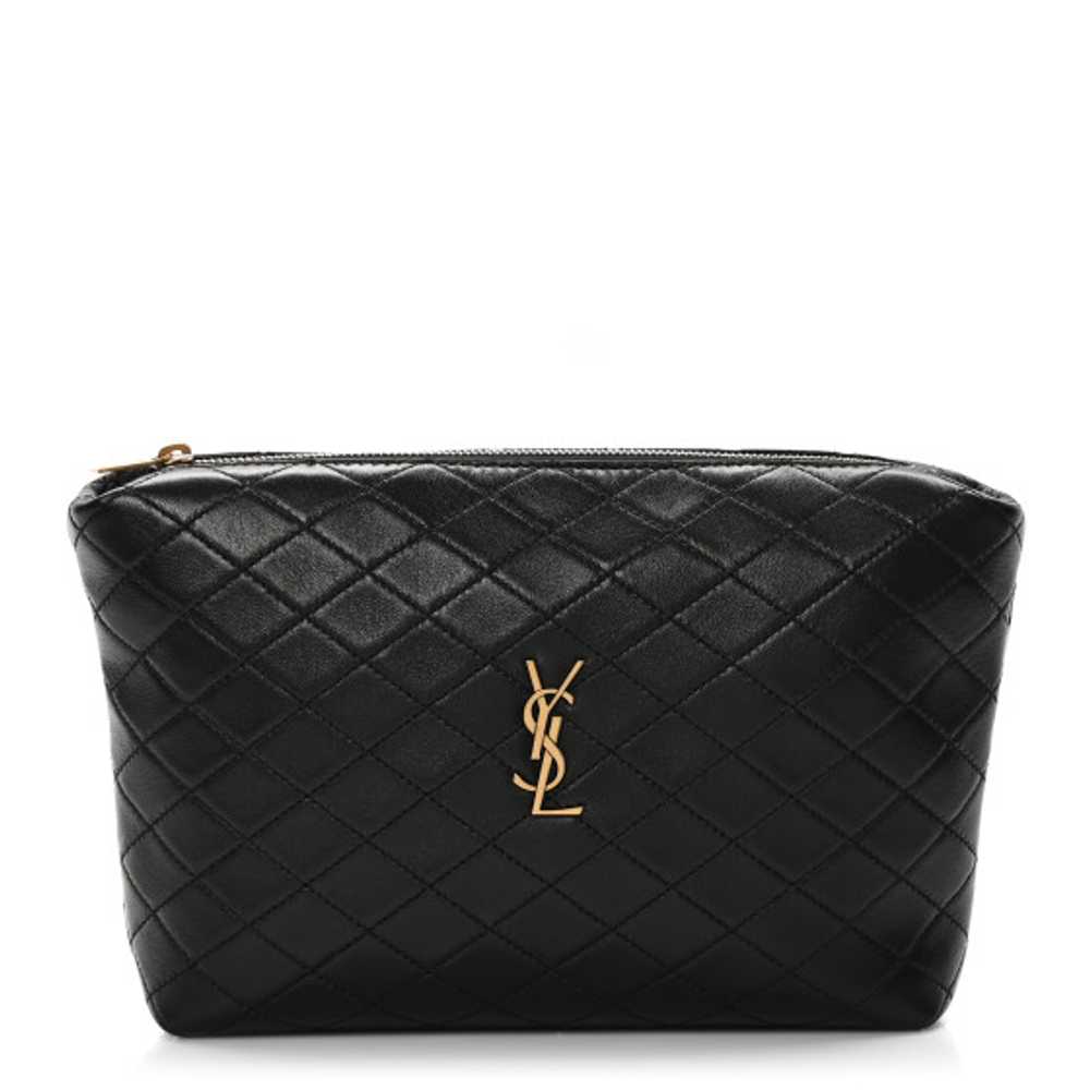 SAINT LAURENT Lambskin Quilted Gaby Cosmetic Pouc… - image 1