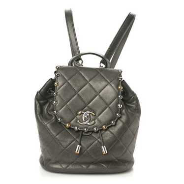 CHANEL Goatskin Quilted Metallic Bubble Backpack … - image 1