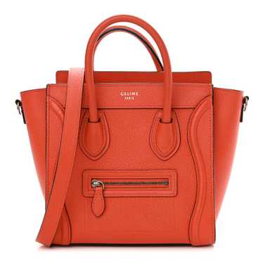 CELINE Drummed Calfskin Nano Luggage Terracotta - image 1