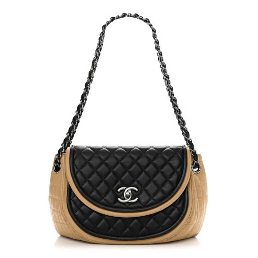 CHANEL Lambskin Quilted Classic Twist Crescent Fl… - image 1