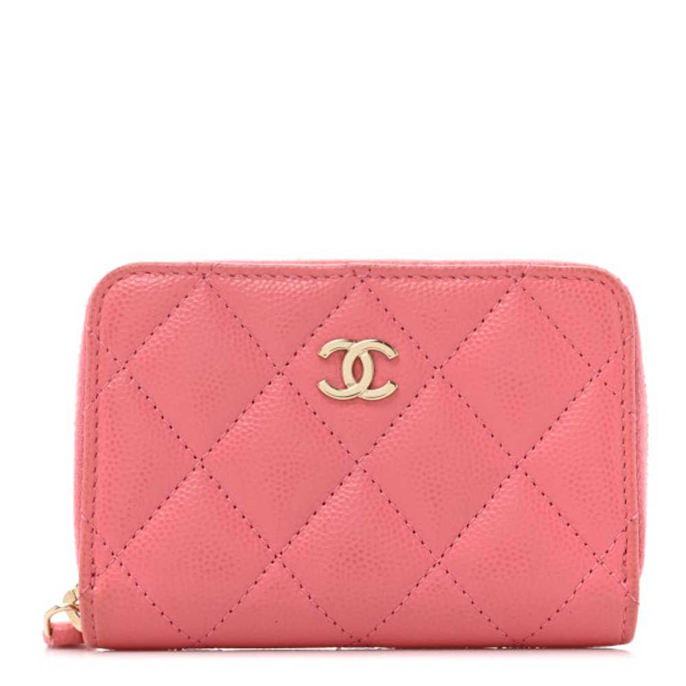 CHANEL Caviar Quilted Zip Coin Purse Dark Pink - image 1