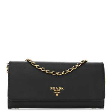 PRADA Saffiano Metal Oro Chain Wallet Black