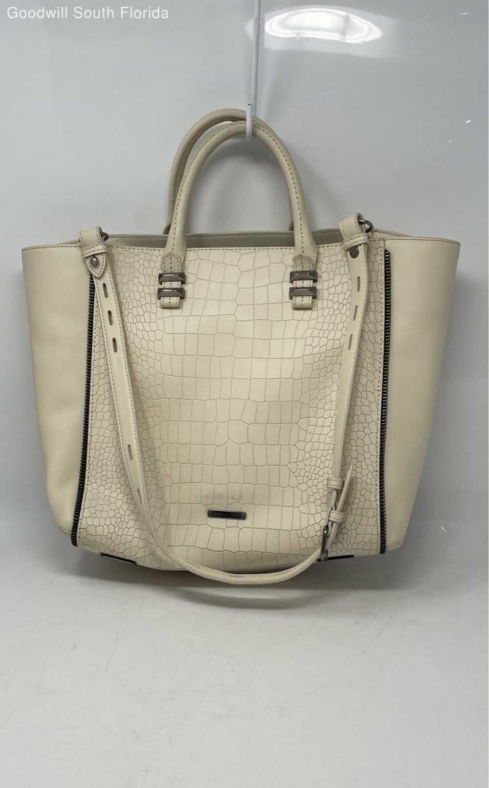 Rebecca Minkoff Womens White Crocodile Embossed L… - image 1