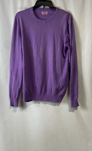 Gran Sasso Mens Purple Cotton Knit Long Sleeve Cre