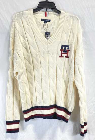 NWT Tommy Hilfiger Womens Ivory Monogram Cable Kni