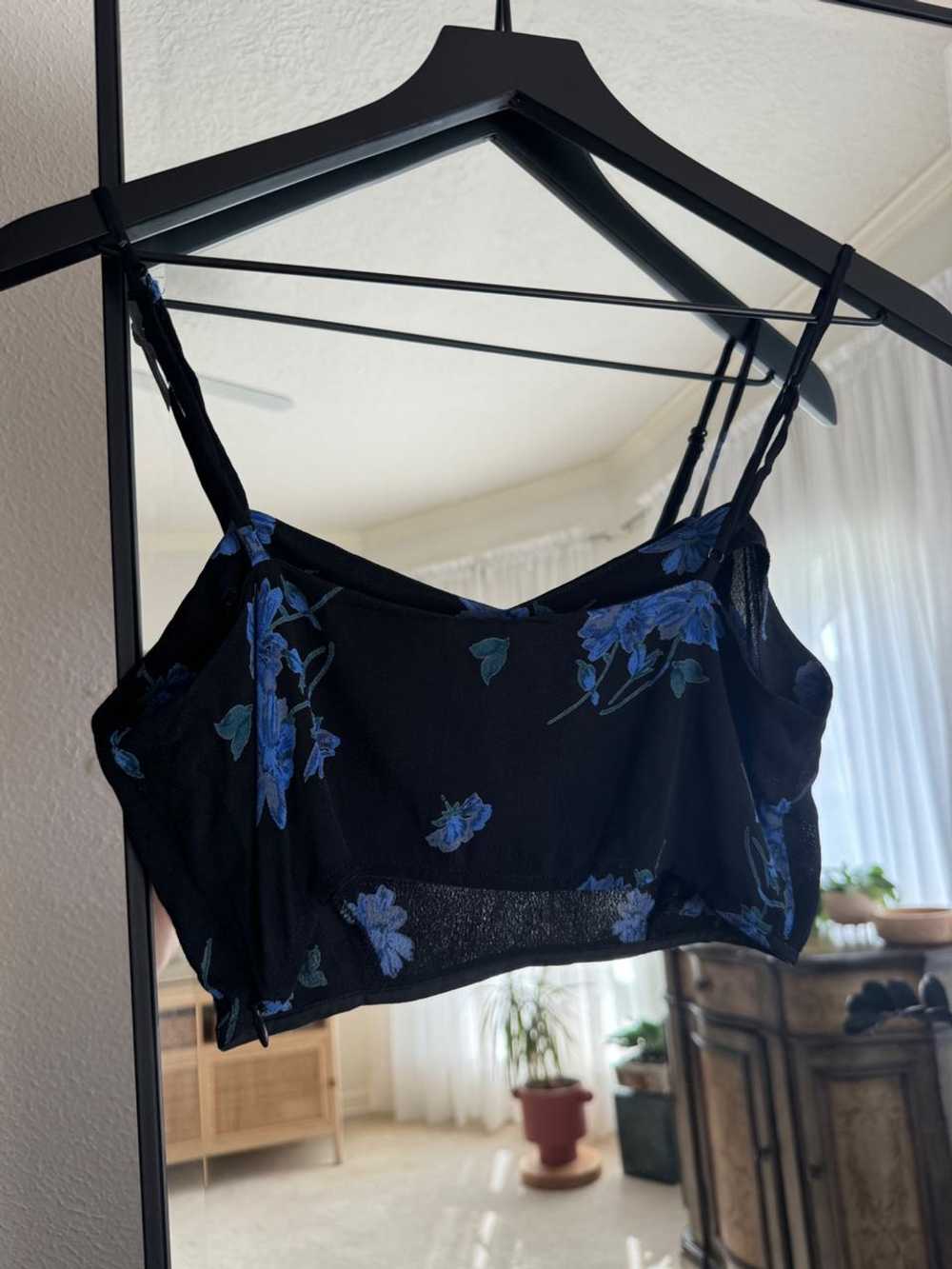 Reformation Blue Floral Black Bra Crop Top (2) |… - image 2