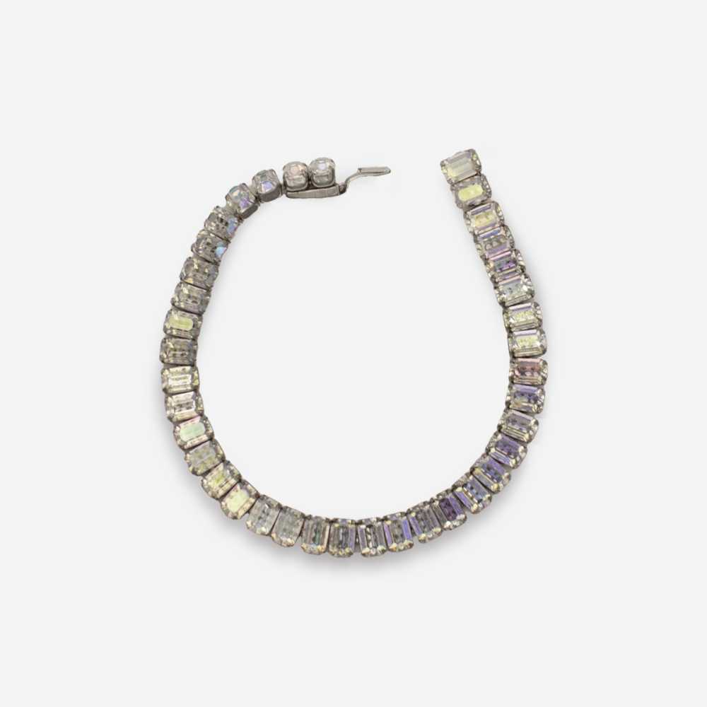 1950s Weiss Tennis Bracelet | Aurora Borealis Shi… - image 1