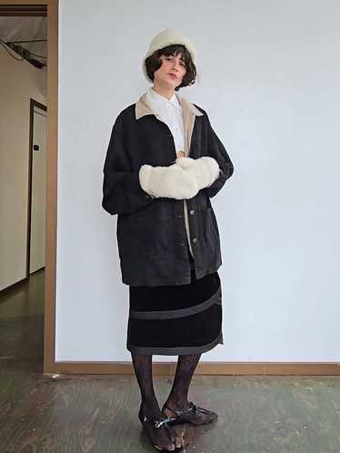 Cord Collar Chore Coat - Black