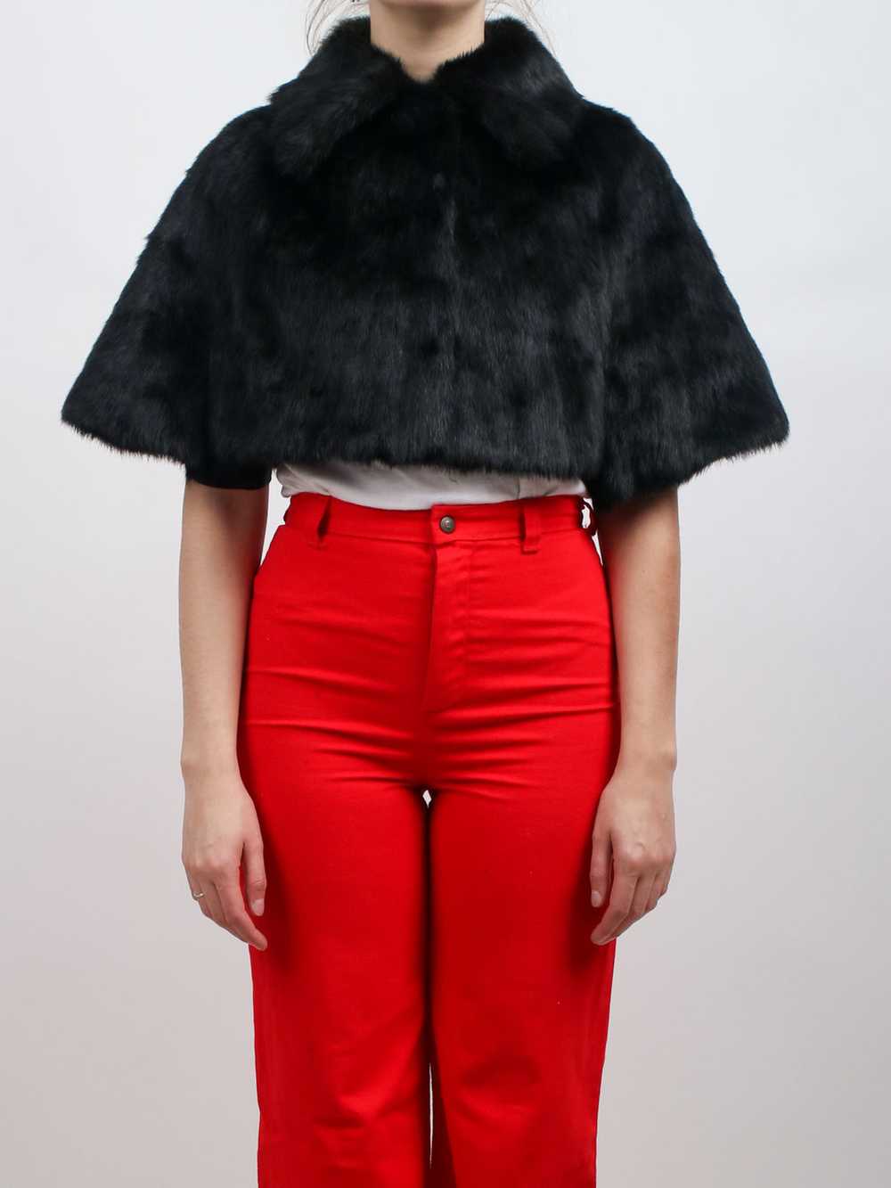 1960s Black Mink Fur Stole Capelet - image 1