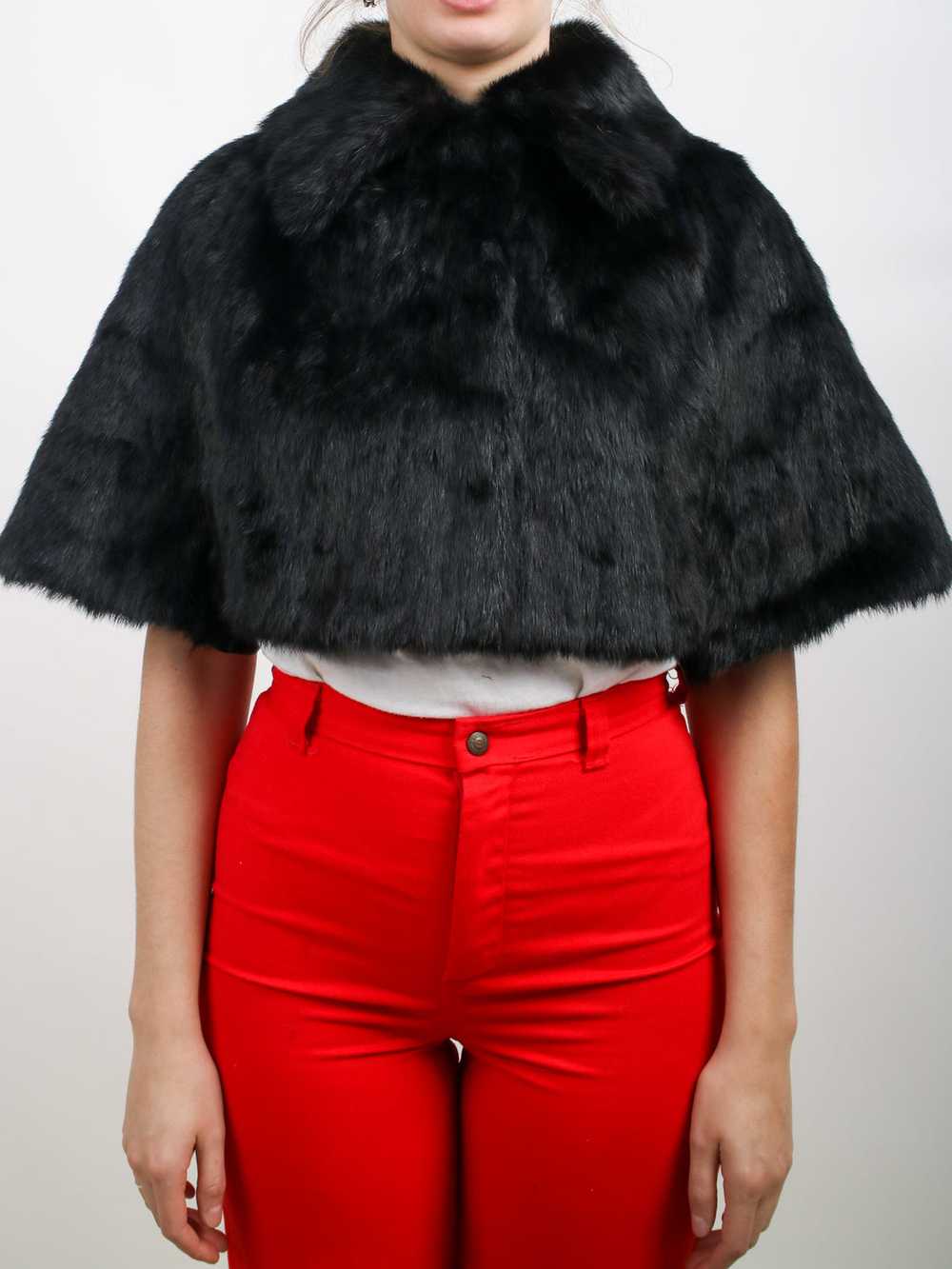 1960s Black Mink Fur Stole Capelet - image 6