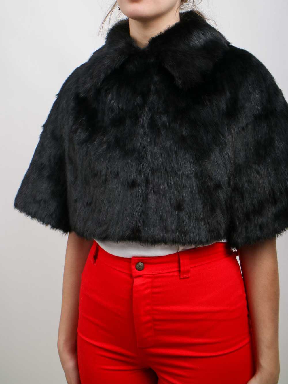 1960s Black Mink Fur Stole Capelet - image 7