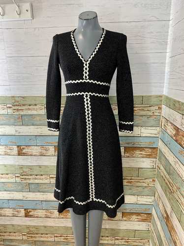 70’s Black and Silver Metallic Fit and Flare Dress