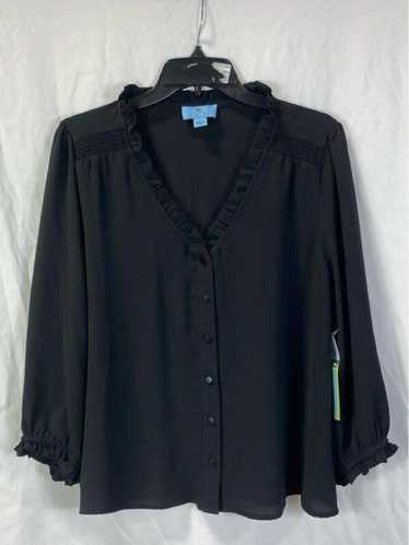 NWT CeCe Womens Black Ruffle V-Neck Long Sleeve B… - image 1