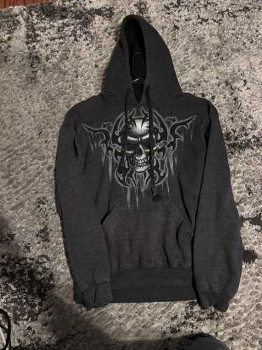 Affliction cool affliction style skull hoodie - image 1