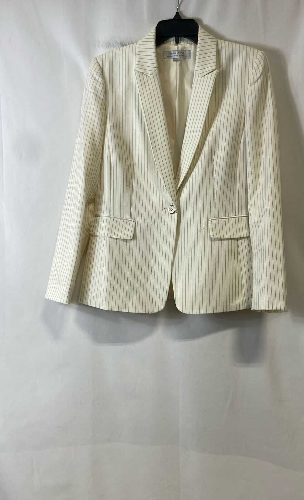 Tahari Womens Ivory Striped Long Sleeve Blazer An… - image 1