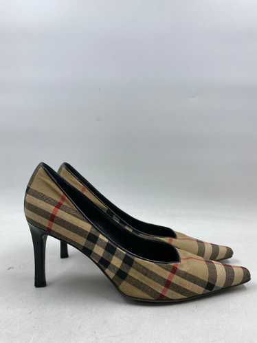 Authentic Burberry Canvas Striped Slingback Pumps 