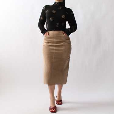 Vintage Italian Suede Midi Skirt - W26 - image 1