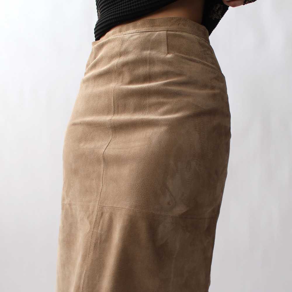 Vintage Italian Suede Midi Skirt - W26 - image 2