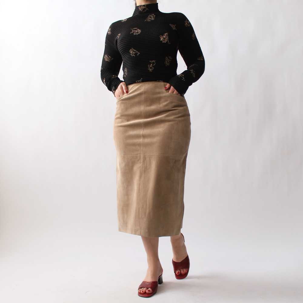 Vintage Italian Suede Midi Skirt - W26 - image 3