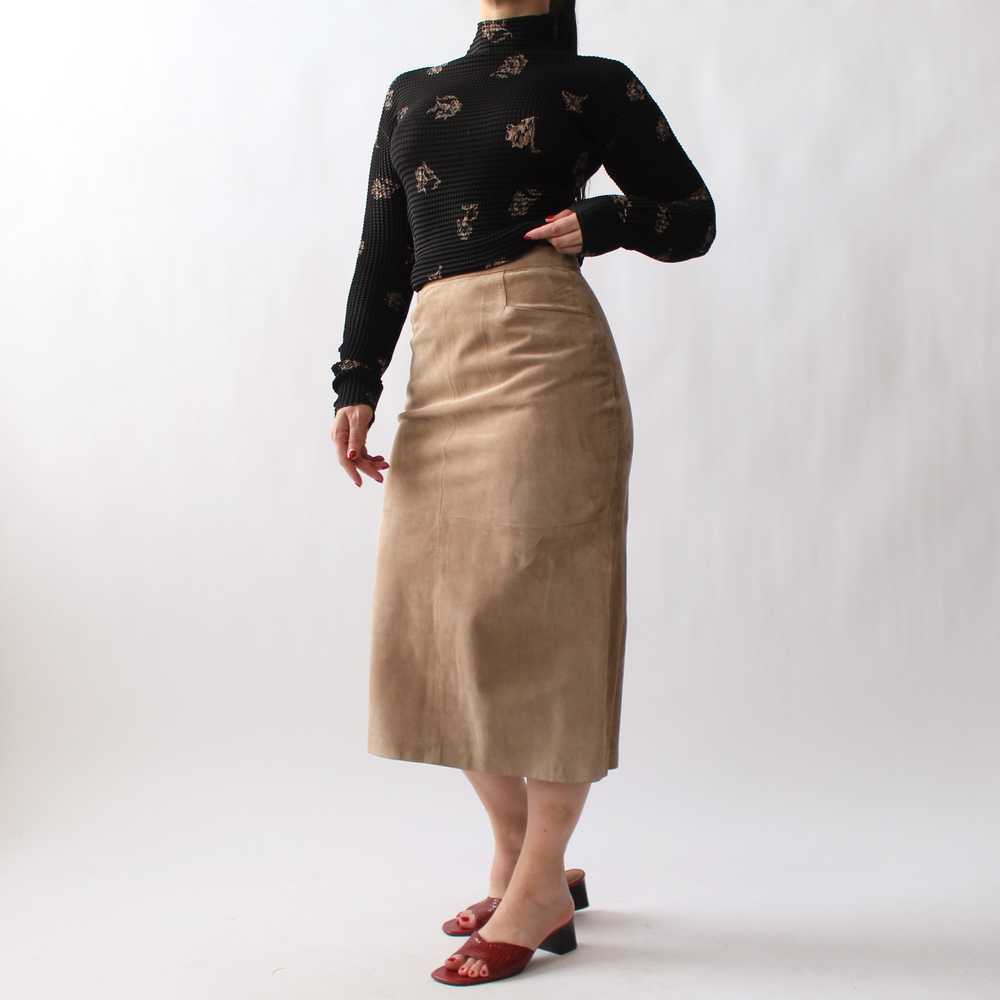 Vintage Italian Suede Midi Skirt - W26 - image 5