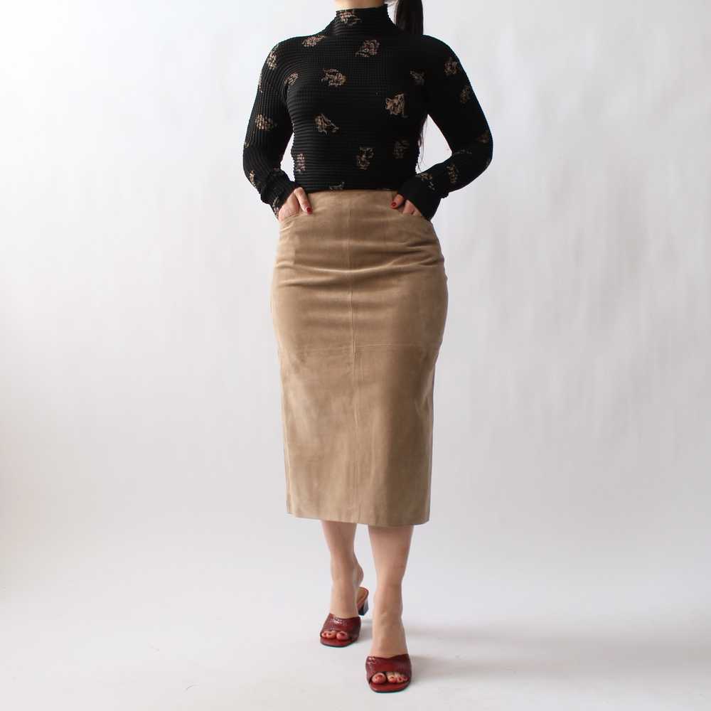 Vintage Italian Suede Midi Skirt - W26 - image 7