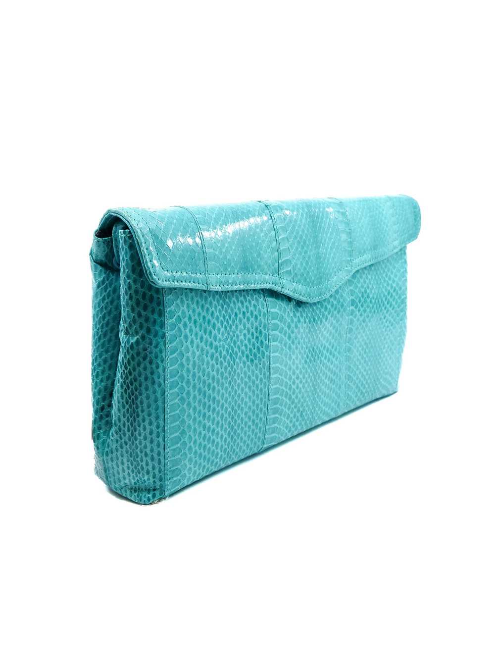 Aqua Snakeskin Convertible Clutch - image 4