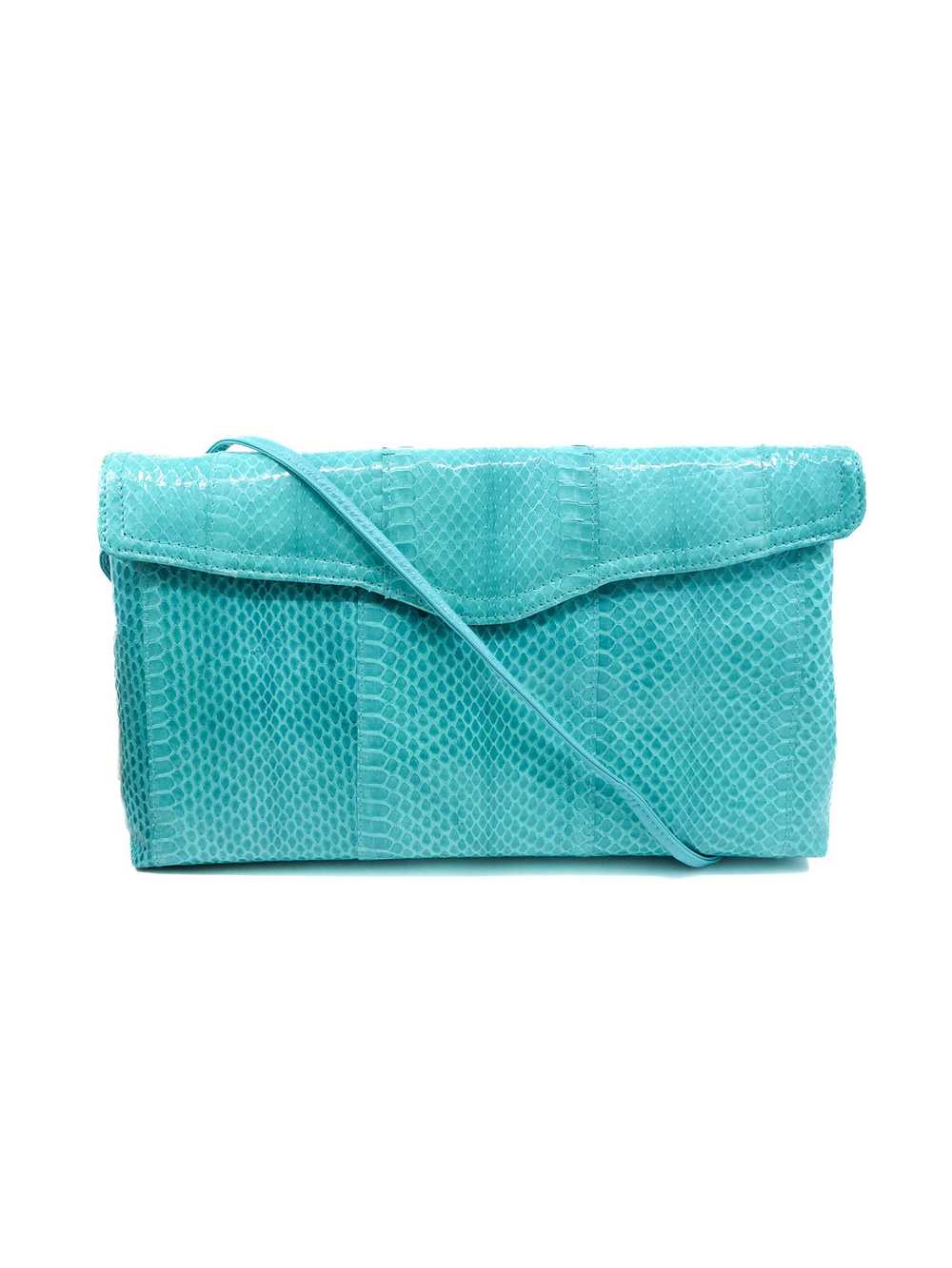 Aqua Snakeskin Convertible Clutch - image 6