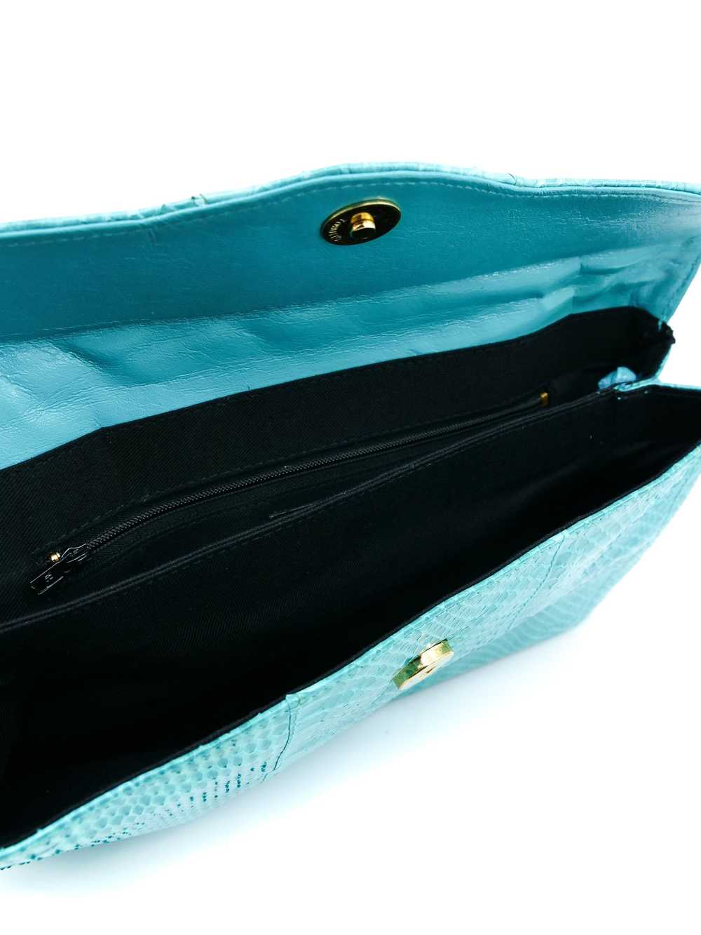 Aqua Snakeskin Convertible Clutch - image 7