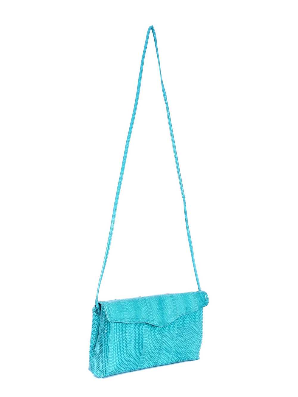 Aqua Snakeskin Convertible Clutch - image 8