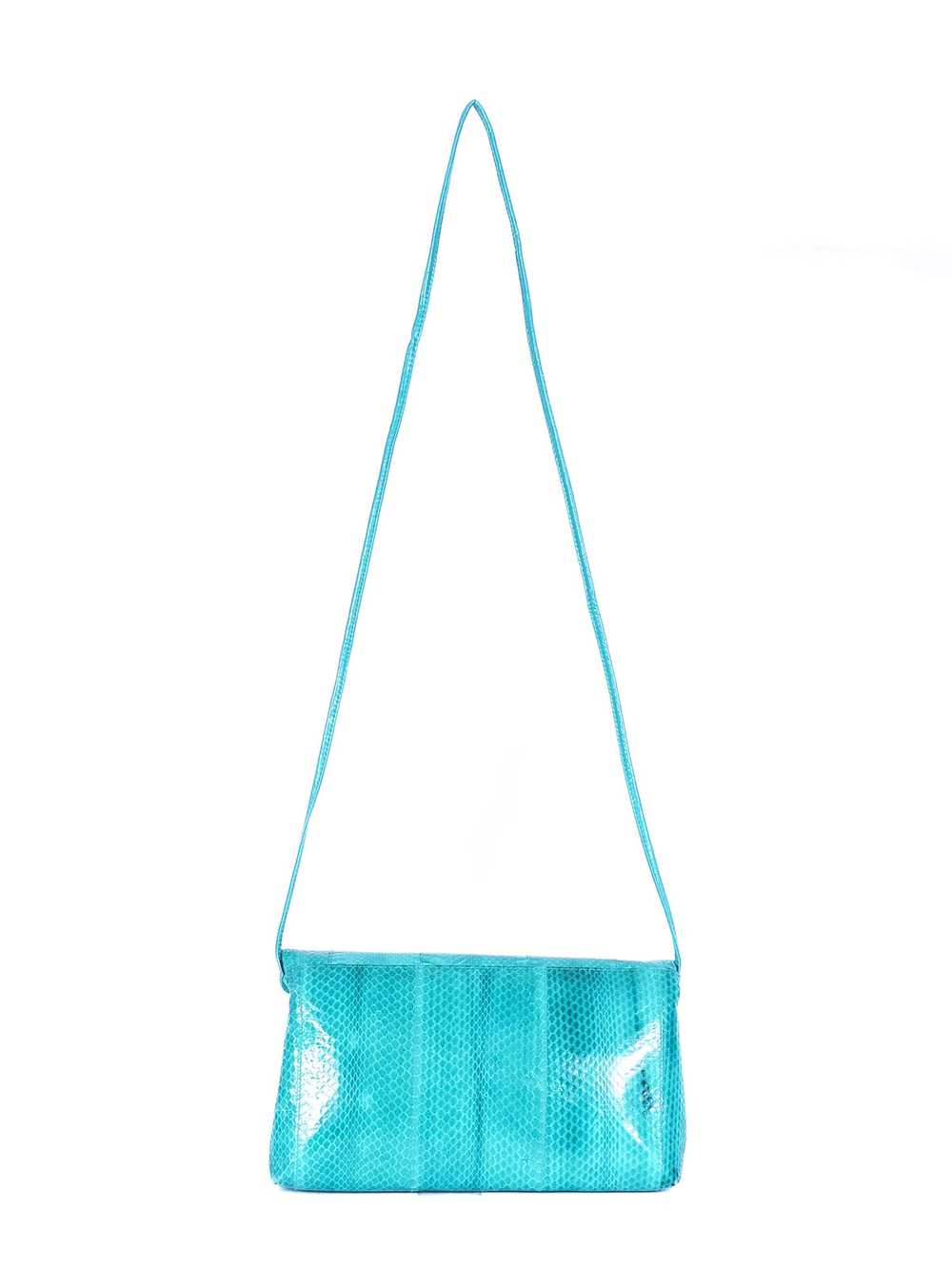 Aqua Snakeskin Convertible Clutch - image 9