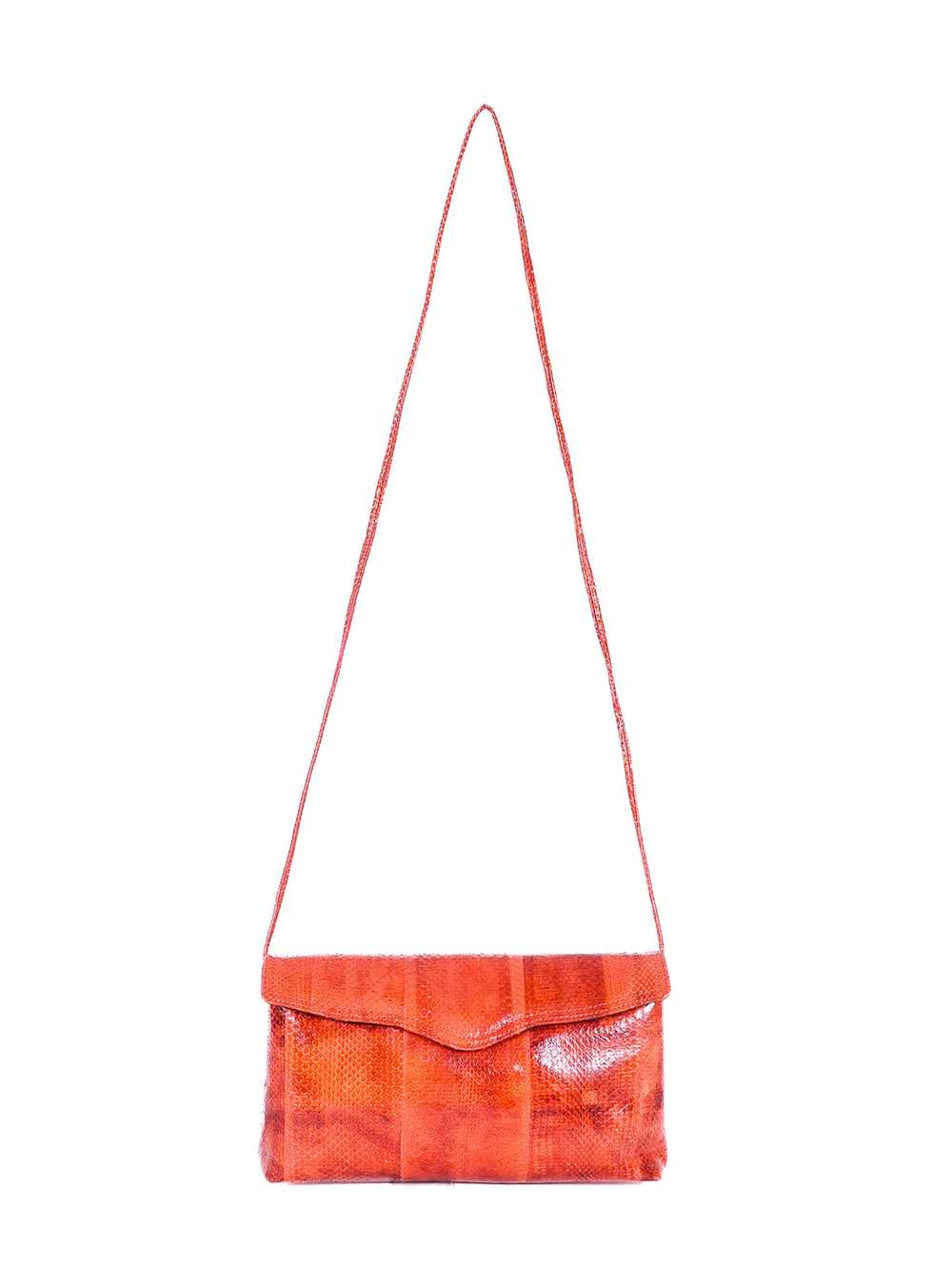 Orange Snakeskin Convertible Clutch - image 2