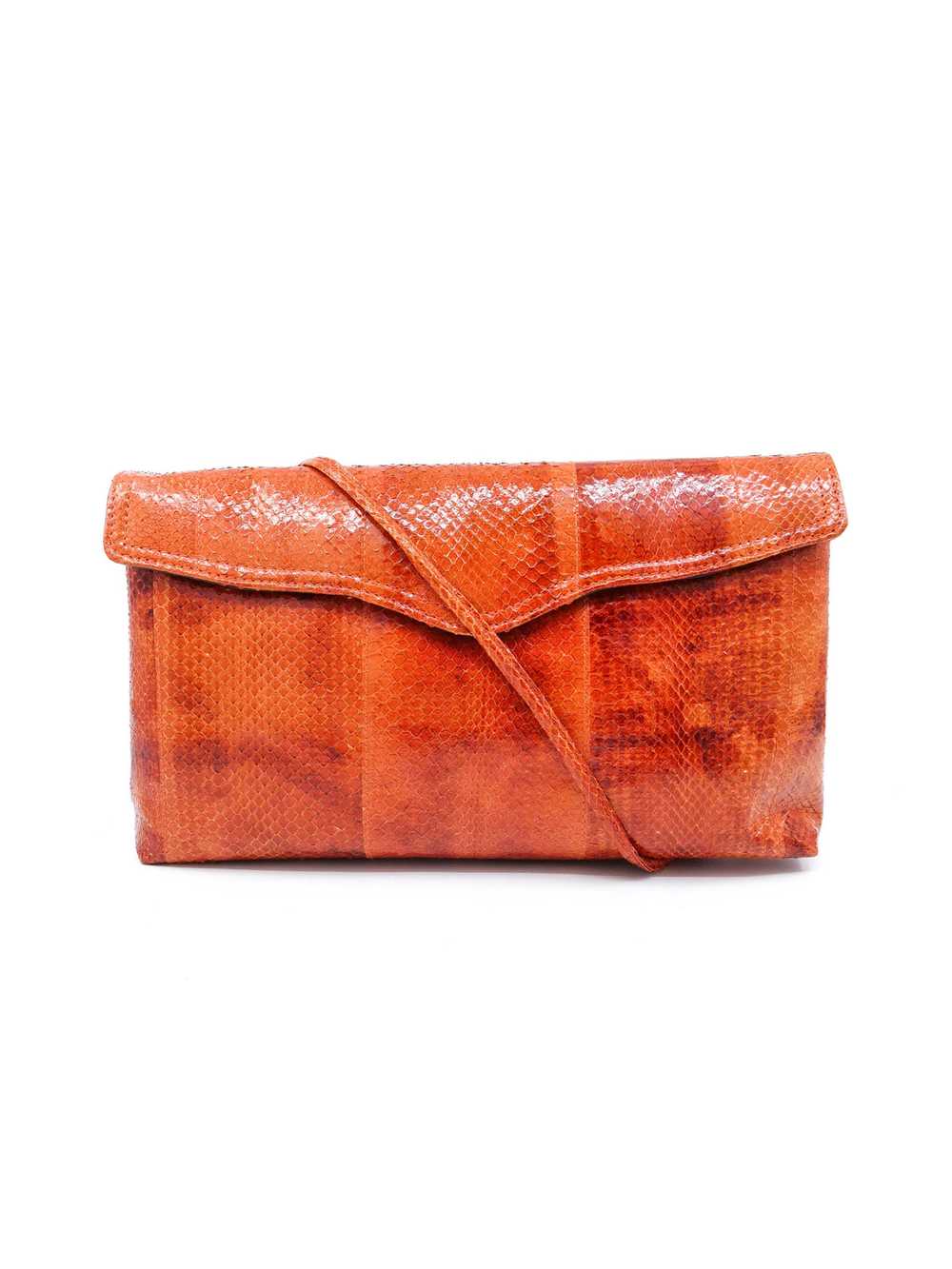 Orange Snakeskin Convertible Clutch - image 6