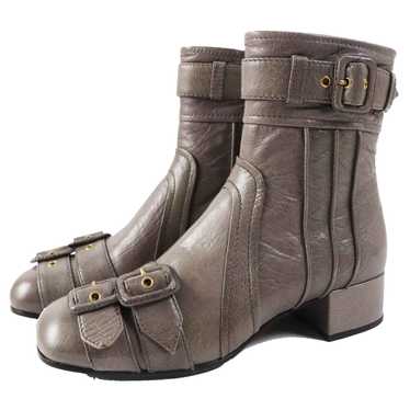 PRADA short boots leather Brown gray type 37.5 - image 1