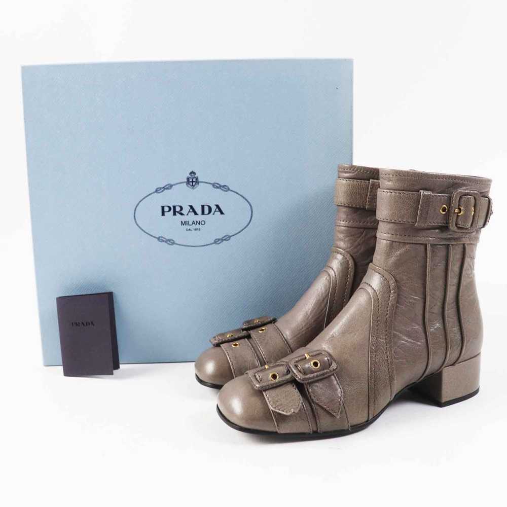 PRADA short boots leather Brown gray type 37.5 - image 2