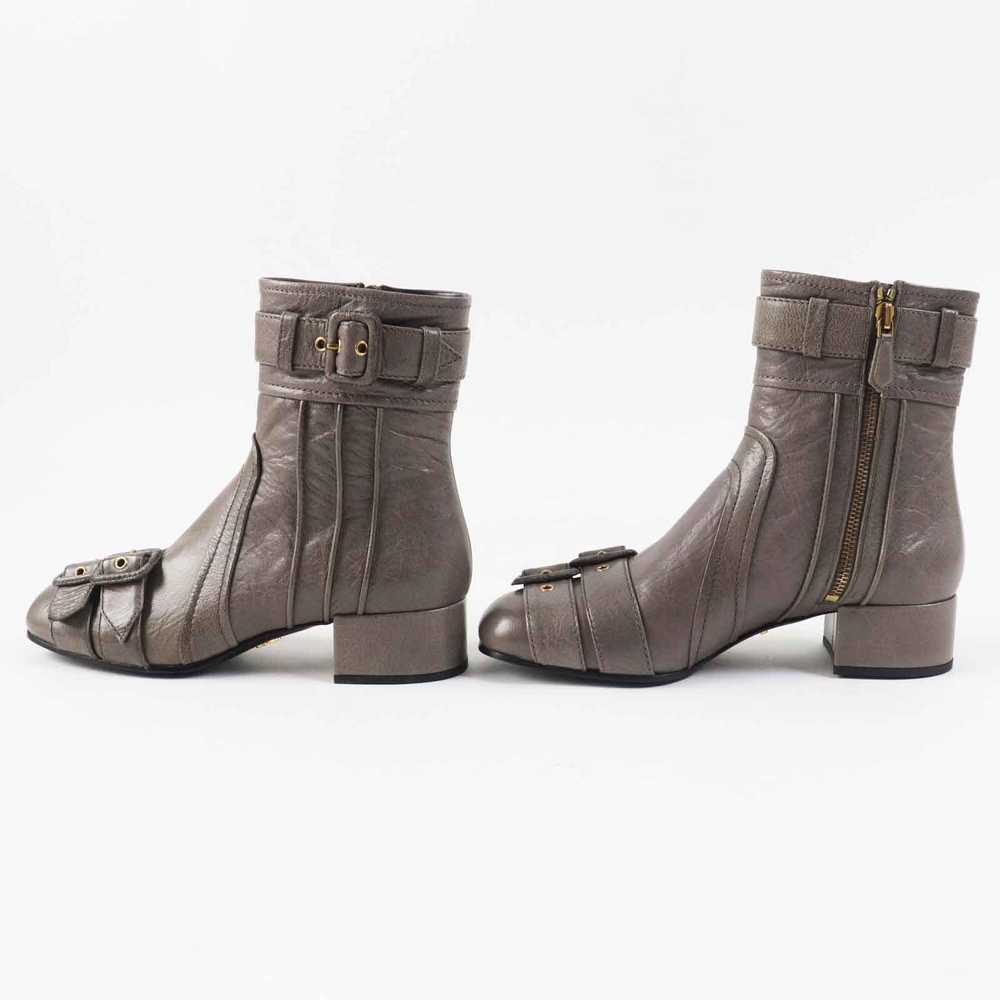 PRADA short boots leather Brown gray type 37.5 - image 4