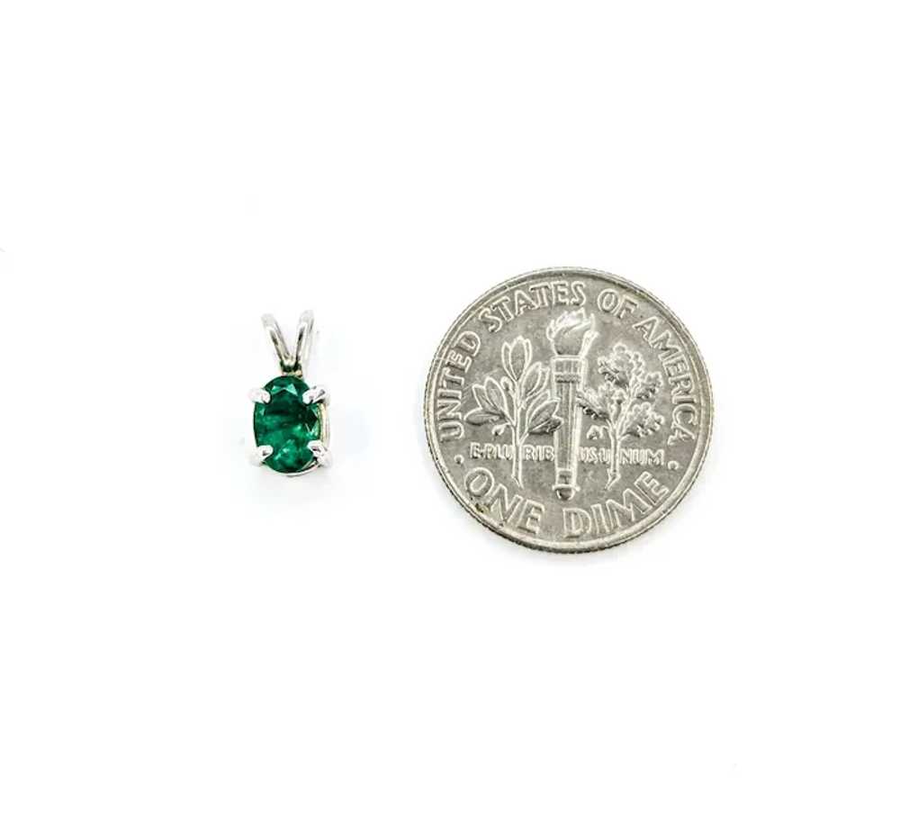 Emerald and Diamond Pendant in 14k White Gold - image 2