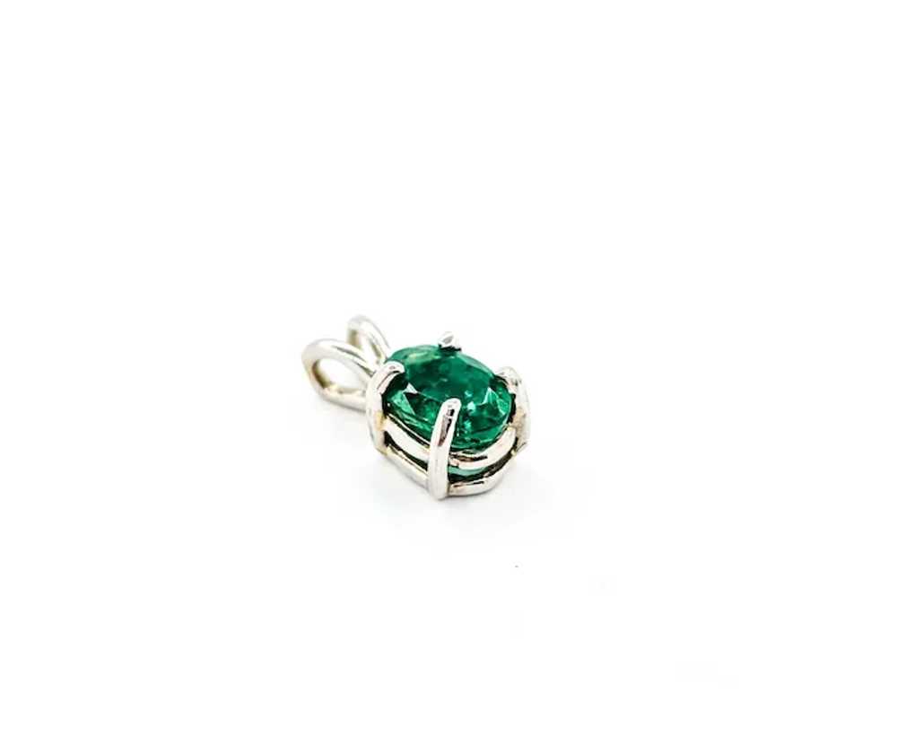 Emerald and Diamond Pendant in 14k White Gold - image 4