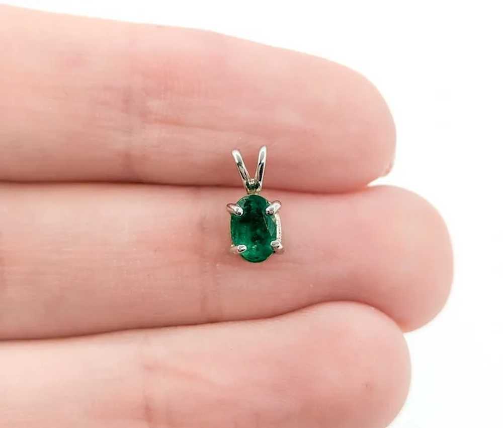 Emerald and Diamond Pendant in 14k White Gold - image 5