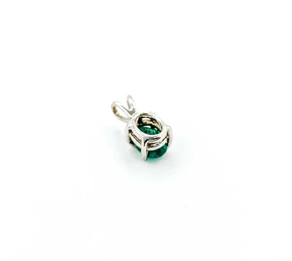 Emerald and Diamond Pendant in 14k White Gold - image 6