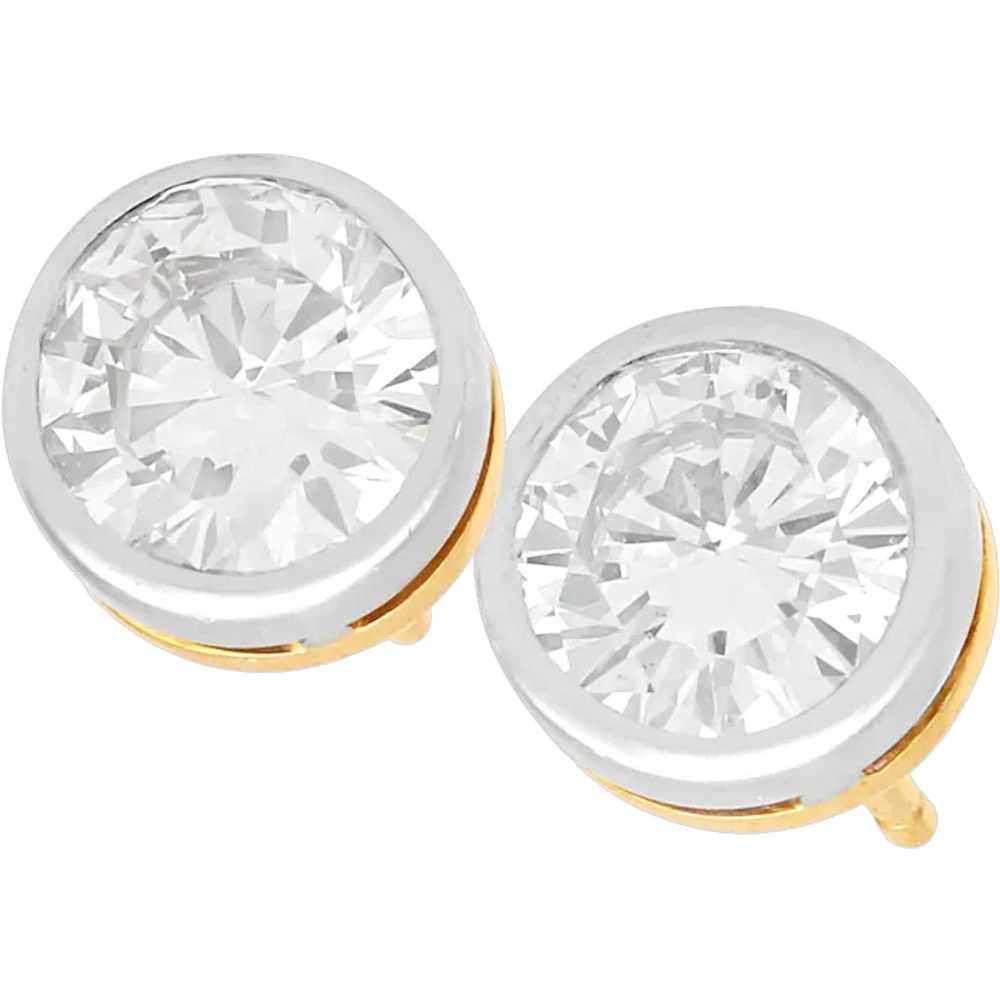 Antique 1.37ct Diamond and 18ct Yellow Gold Stud … - image 1