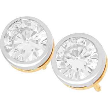 Antique 1.37ct Diamond and 18ct Yellow Gold Stud … - image 1