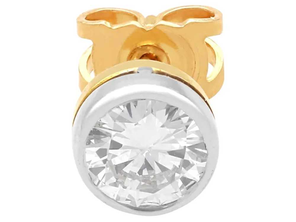 Antique 1.37ct Diamond and 18ct Yellow Gold Stud … - image 4