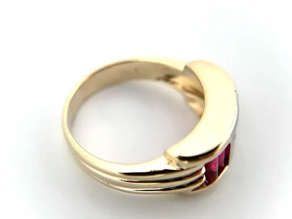 Vintage Men's 14K YG Round Cut Diamond and Ruby B… - image 3