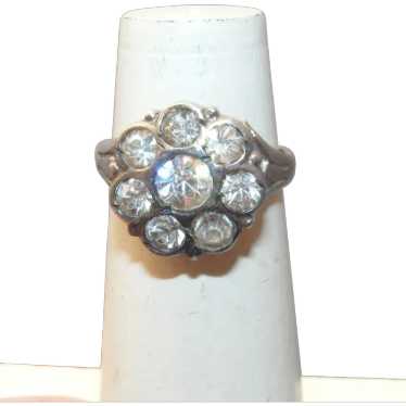 20s Art Deco Paste Pinkie Ring Sterling Top 3 3/4