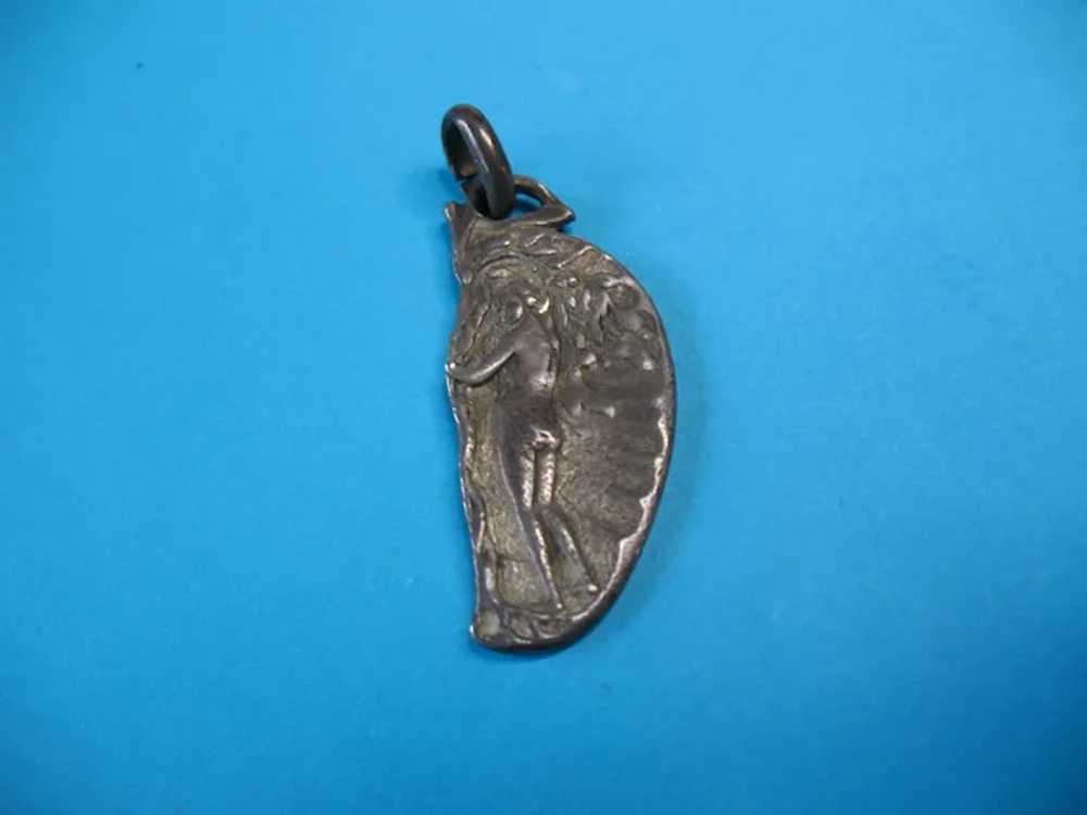 Vintage Sterling Silver Latin Eve Charm Pendant - image 3