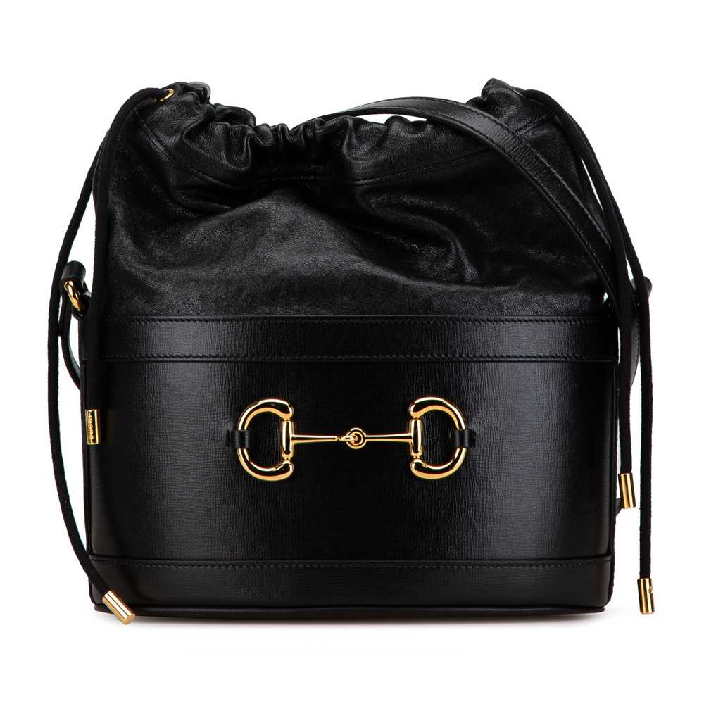 Black Gucci Leather Horsebit 1955 Bucket Bag - image 1