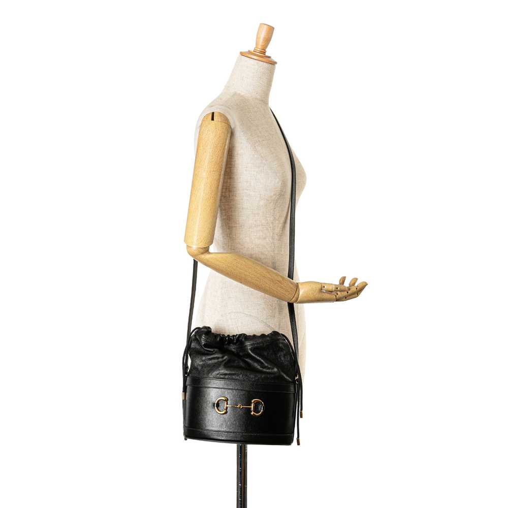 Black Gucci Leather Horsebit 1955 Bucket Bag - image 7