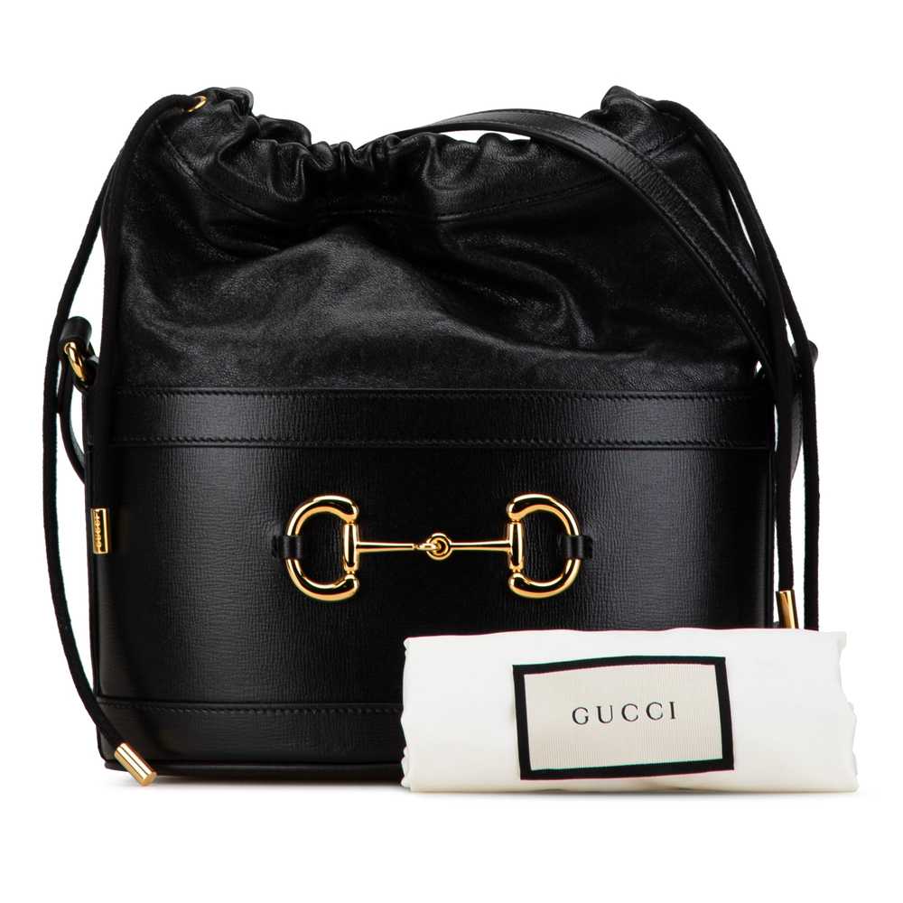 Black Gucci Leather Horsebit 1955 Bucket Bag - image 8